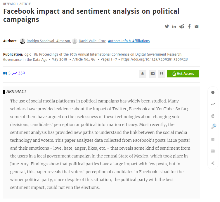Facebook impact and sentiment analysis on political campaigns